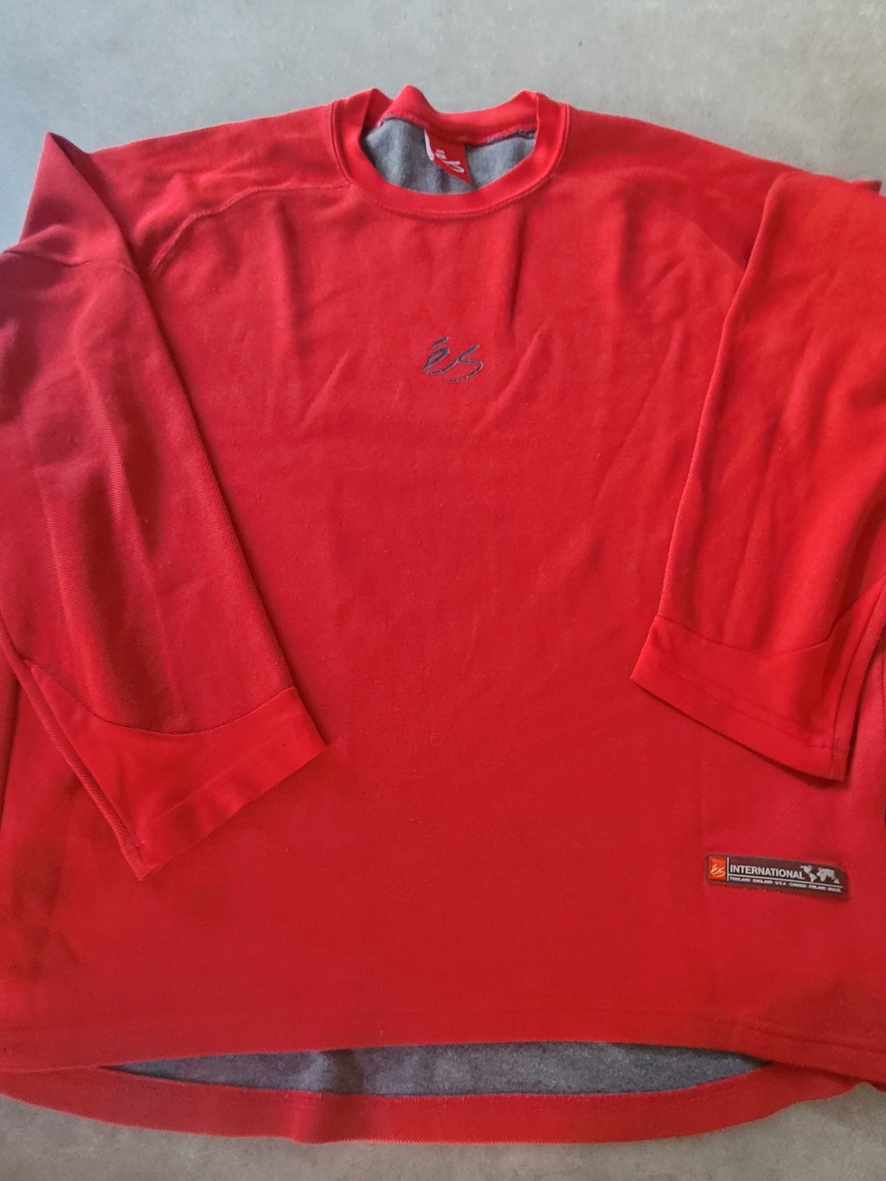 ÉS footwear International Red Long Sleeve Top with Logo Patch